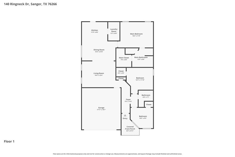 1,875/Mo, 140 Ringneck Dr Sanger, TX 76266 Floor Plan View
