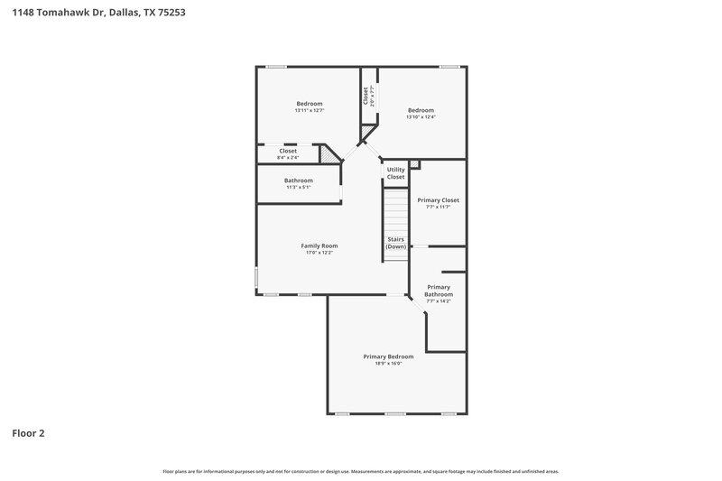 2,285/Mo, 1148 Tomahawk Dr Dallas, TX 75253 Floor Plan View 2