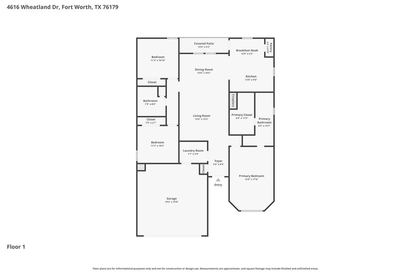 2,105/Mo, 4616 Wheatland Dr Fort Worth, TX 76179 Floor Plan View