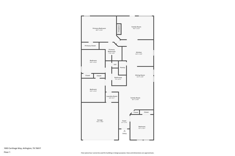 2,315/Mo, 1003 Carthage Way Arlington, TX 76017 Floor Plan View
