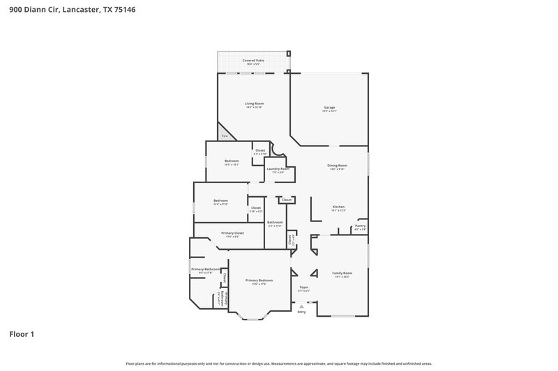 2,475/Mo, 900 Diann Cir Lancaster, TX 75146 Floor Plan View