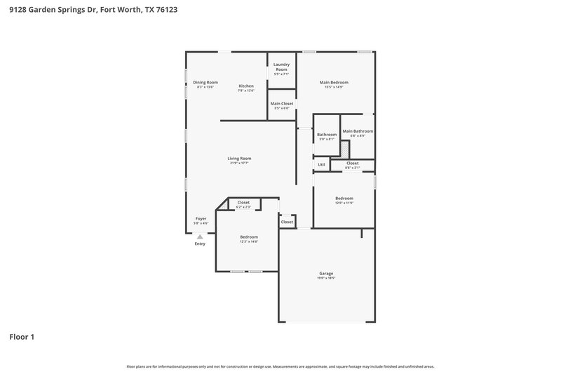2,035/Mo, 9128 Garden Springs Dr Fort Worth, TX 76123 Floor Plan View
