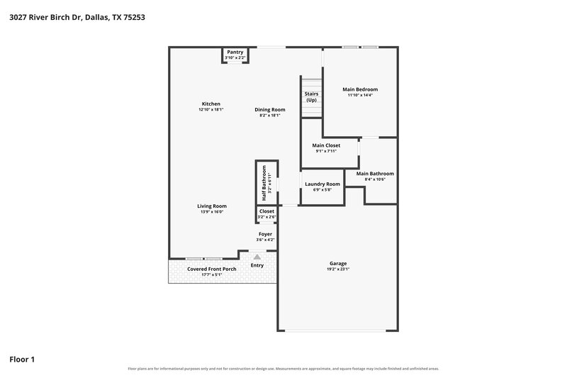 2,575/Mo, 3027 River Birch Dr Dallas, TX 75253 Floor Plan View