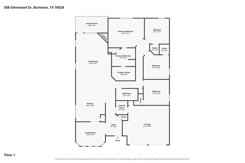 2,460/Mo, 508 Glenwood Dr Burleson, TX 76028 Floor Plan View