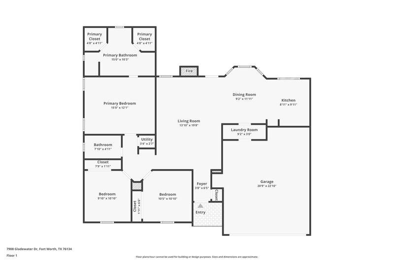 1,780/Mo, 7908 Gladewater Dr Fort Worth, TX 76134 Floor Plan View