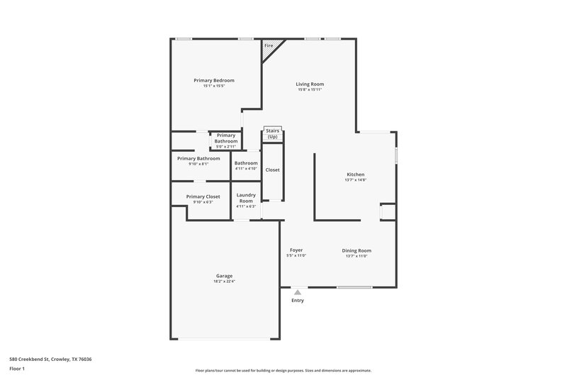 2,290/Mo, 580 Creekbend St Crowley, TX 76036 Floorplan View