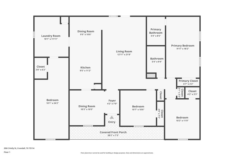 1,975/Mo, 206 E Holly Crandall, TX 75114 Floor Plan View