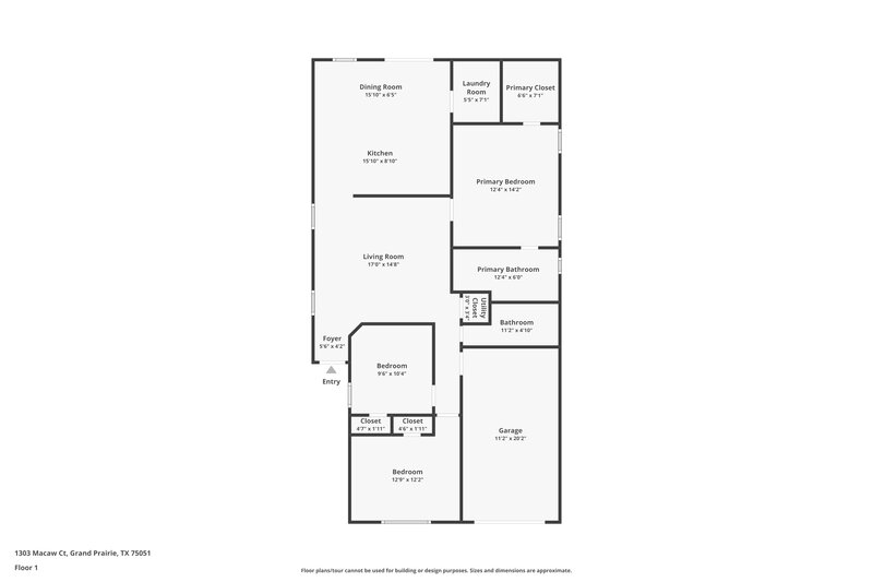 1,940/Mo, 1303 Macaw Ct Grand Prairie, TX 75051 Floor Plan View