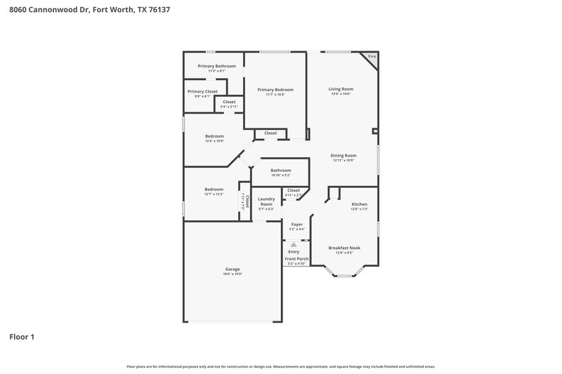 1,950/Mo, 8060 Cannonwood Dr Fort Worth, TX 76137 Floor Plan View