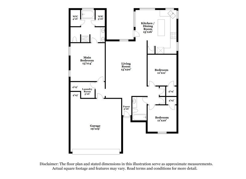 2,019/Mo, 12804 Bruce Dr Balch Springs, TX 75180 Floor Plan View