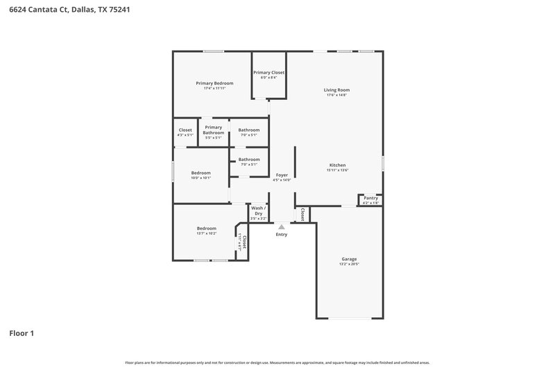 1,890/Mo, 6624 Cantata Ct Dallas, TX 75241 Floor Plan View