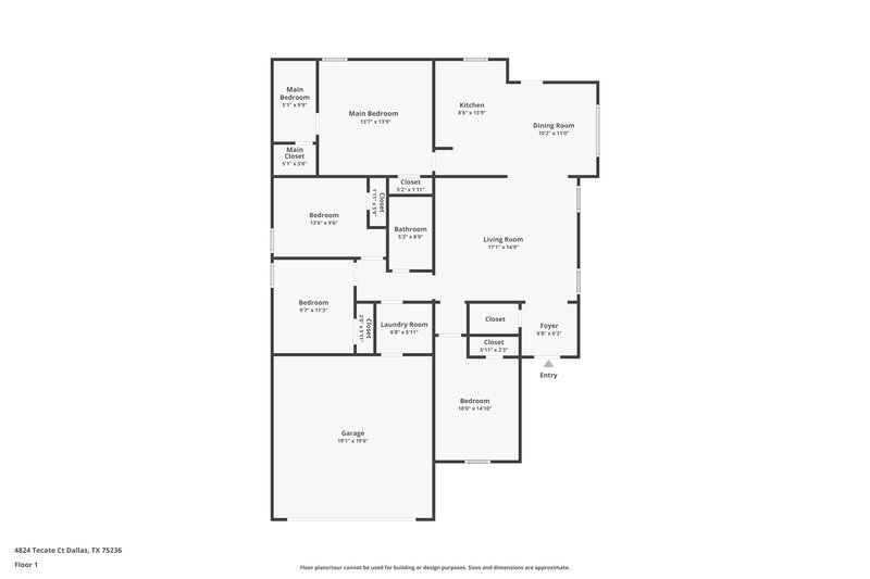 2,035/Mo, 4824 Tecate Ct Dallas, TX 75236 Floorplan View