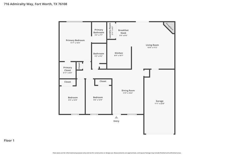 1,820/Mo, 716 Admiralty Way Fort Worth, TX 76108 Floor Plan View