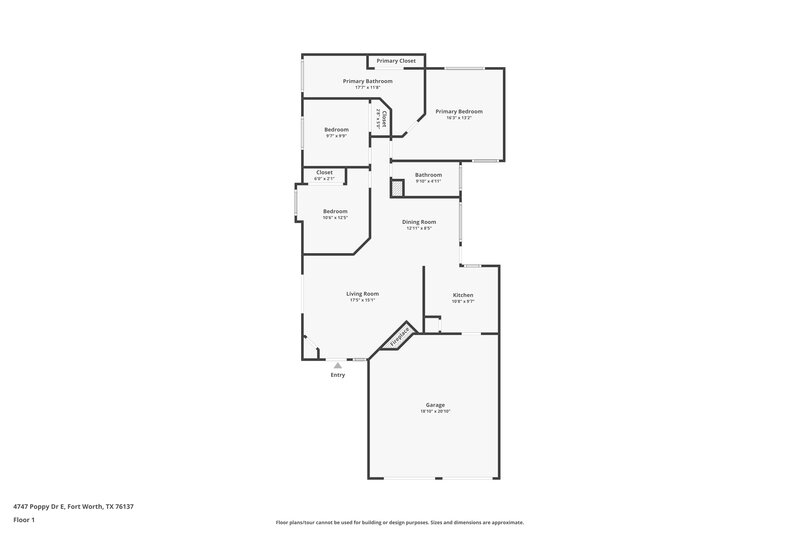 1,825/Mo, 4747 Poppy Dr E Fort Worth, TX 76137 Floor Plan View