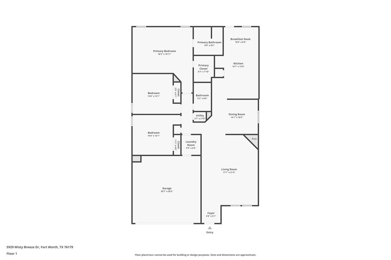 1,780/Mo, 5929 Misty Breeze Dr Fort Worth, TX 76179 Floor Plan View
