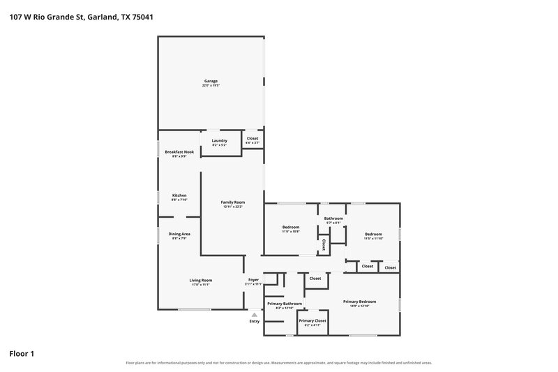 0/Mo, 107 W Rio Grande St Garland, TX 75041 Floor Plan View