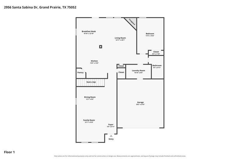 3,125/Mo, 2956 Santa Sabina Dr Grand Prairie, TX 75052 Floor Plan View