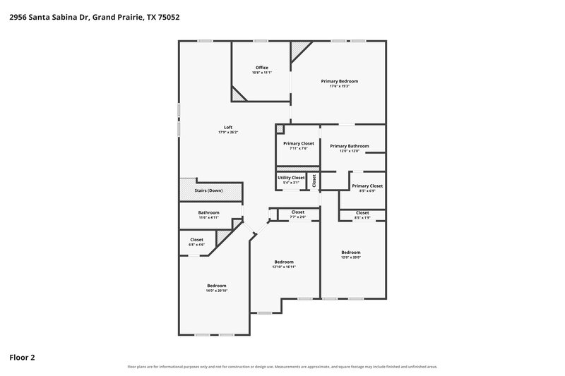 3,125/Mo, 2956 Santa Sabina Dr Grand Prairie, TX 75052 Floor Plan View 2