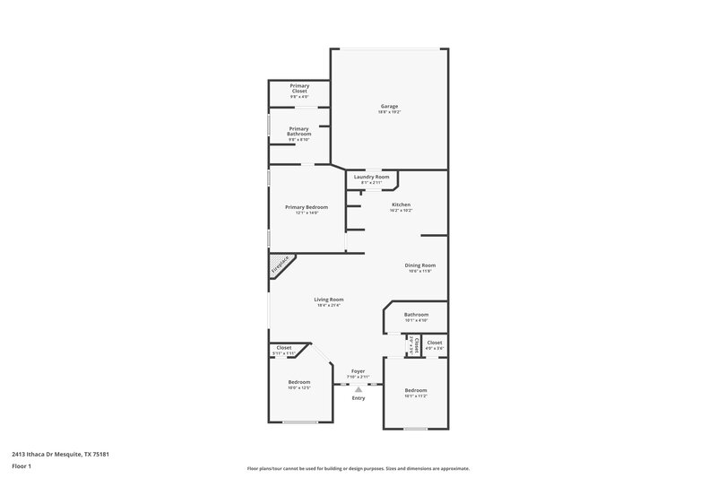 1,850/Mo, 2413 Ithaca Dr Mesquite, TX 75181 Floor Plan View