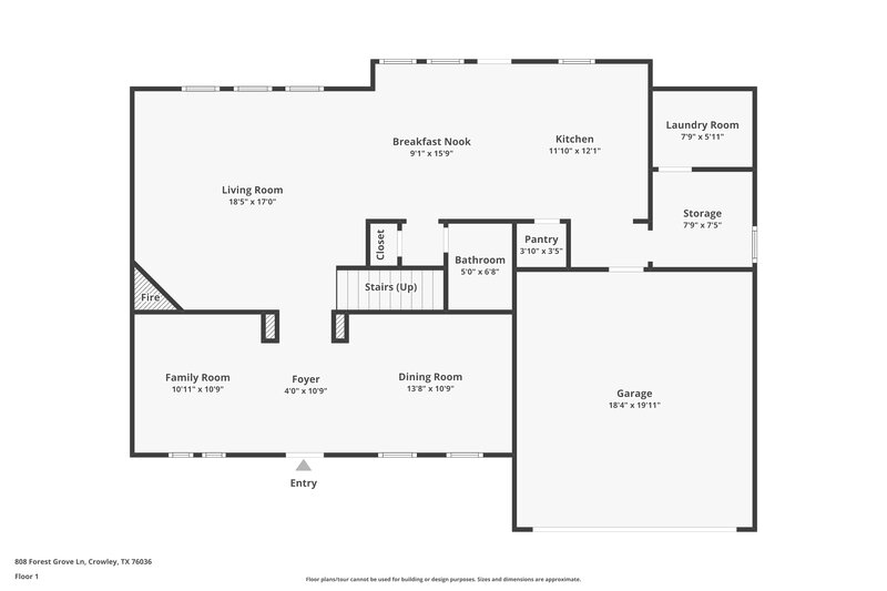 2,385/Mo, 808 Forest Grove Ln Crowley, TX 76036 Floor Plan View