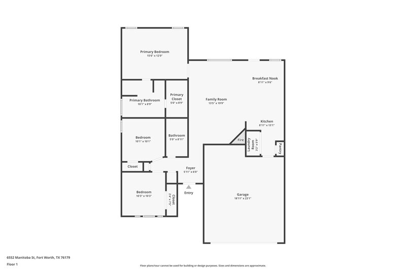 1,850/Mo, 6552 Manitoba St Fort Worth, TX 76179 Floor Plan View