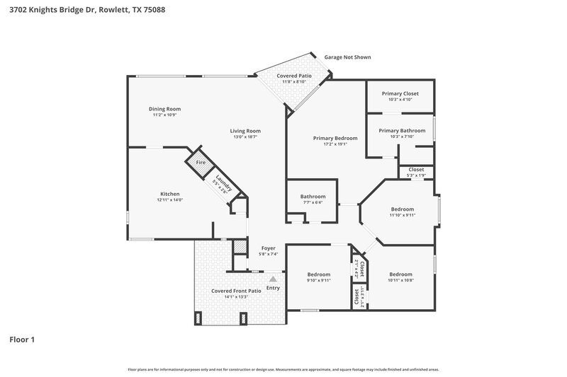 1,995/Mo, 3702 Knights Bridge Dr Rowlett, TX 75088 Floor Plan View