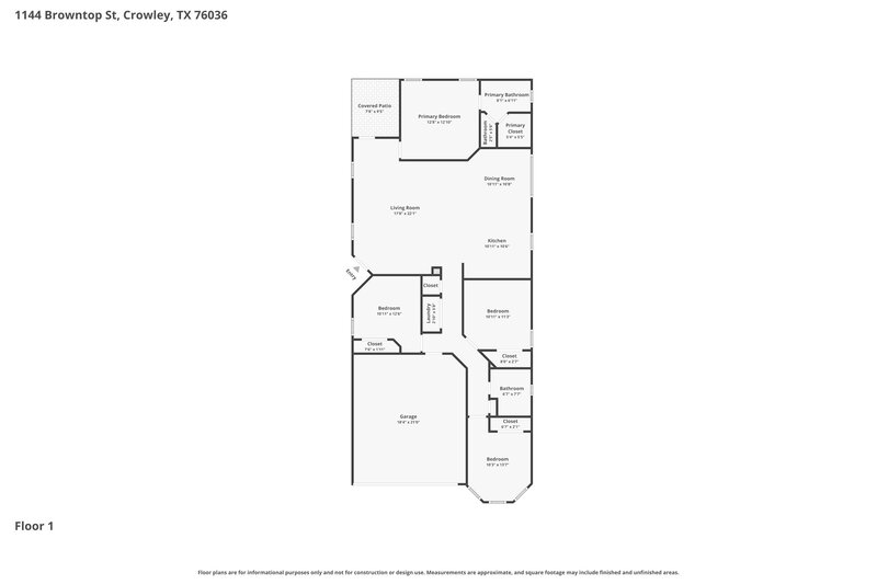 1,955/Mo, 1144 Browntop St Crowley, TX 76036 Floor Plan View