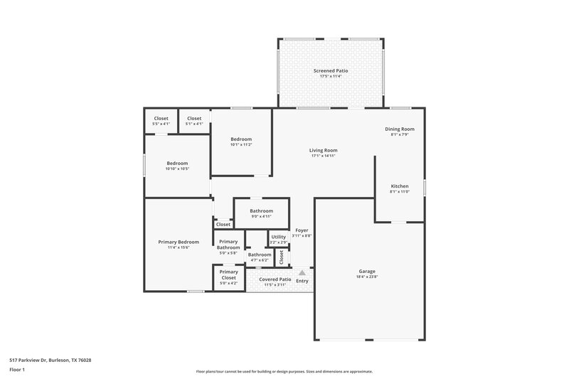 2,000/Mo, 517 Parkview Dr Burleson, TX 76028 Floor Plan View