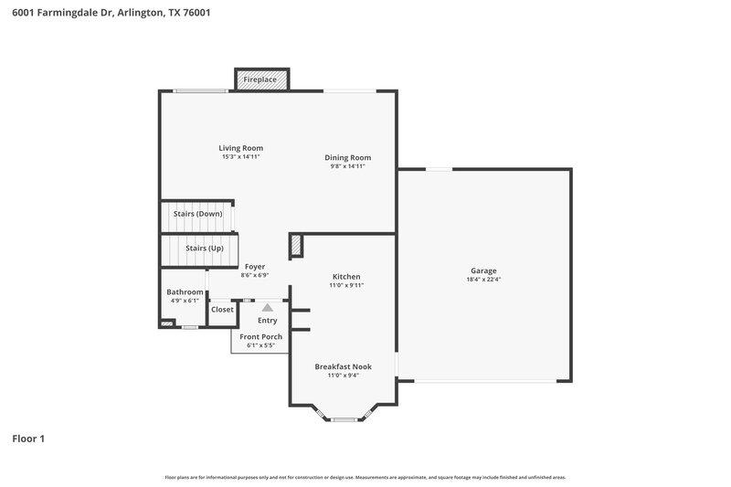 2,170/Mo, 6001 Farmingdale Dr Arlington, TX 76001 Floor Plan View 2