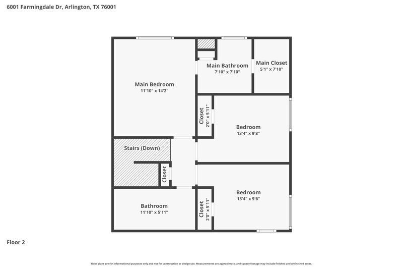 2,170/Mo, 6001 Farmingdale Dr Arlington, TX 76001 Floor Plan View 3