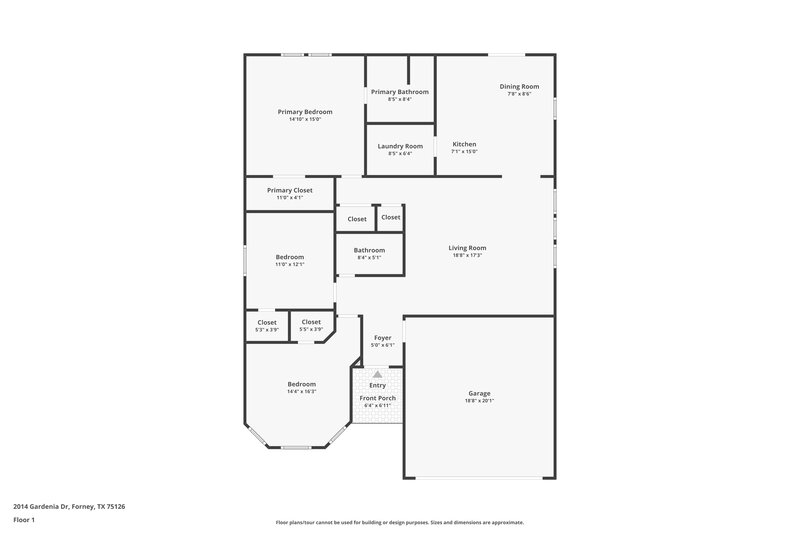 1,725/Mo, 2014 Gardenia Dr Forney, TX 75126 Floor Plan View