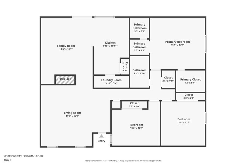 1,675/Mo, 7812 Burgundy Dr Fort Worth, TX 76133 Floor Plan View