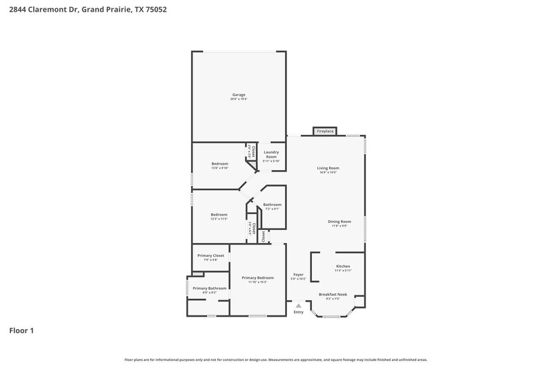 2,285/Mo, 2844 Claremont Dr Grand Prairie, TX 75052 Floor Plan View