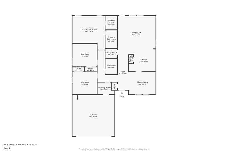 1,760/Mo, 9108 Penny Ln Fort Worth, TX 76123 Floor Plan View