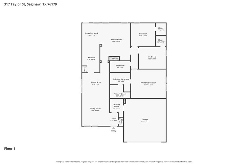 2,020/Mo, 317 Taylor St Saginaw, TX 76179 Floor Plan View