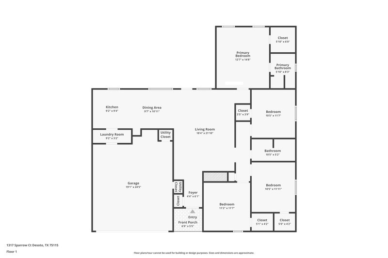 2,190/Mo, 1317 Sparrow Ct Desoto, TX 75115 Floor Plan View