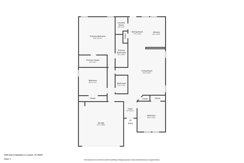 1,845/Mo, 1625 Sierra Meadow Ln Justin, TX 76247 Floor Plan View