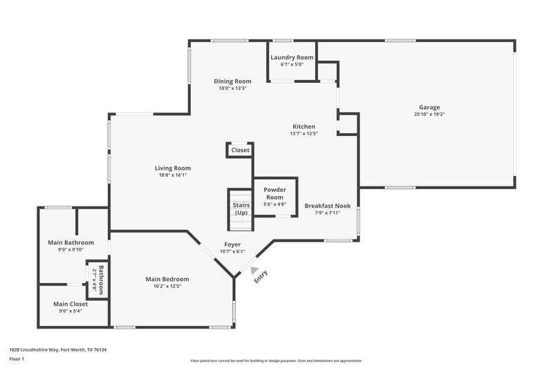 1,925/Mo, 1828 Lincolnshire Way Fort Worth, TX 76134 Floorplan View
