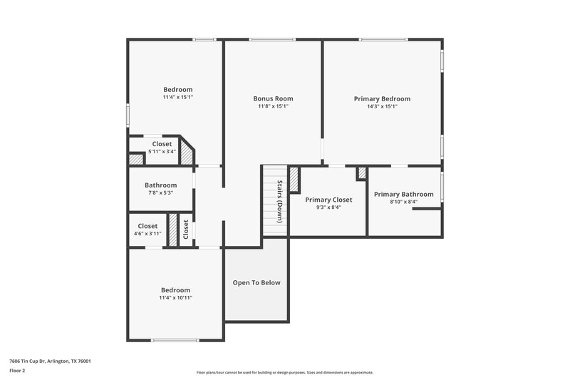 2,110/Mo, 7606 Tin Cup Dr Arlington, TX 76001 Floor Plan View 2