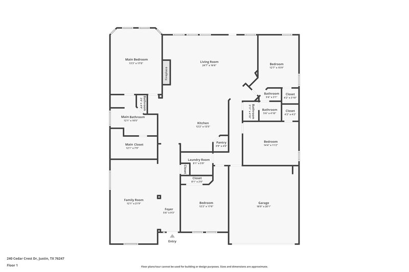 2,320/Mo, 240 Cedar Crest Dr Justin, TX 76247 Floor Plan View