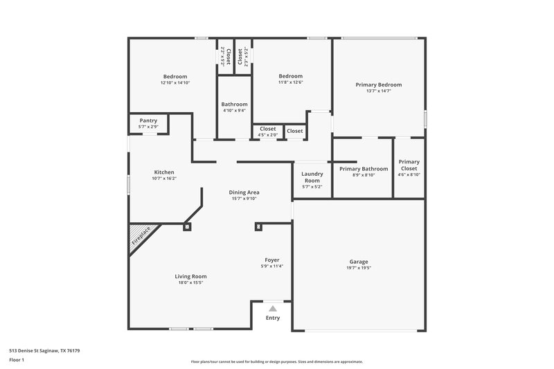 2,030/Mo, 513 Denise St Saginaw, TX 76179 Floor Plan View