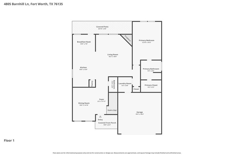 2,100/Mo, 4805 Barnhill Ln Fort Worth, TX 76135 Floor Plan View