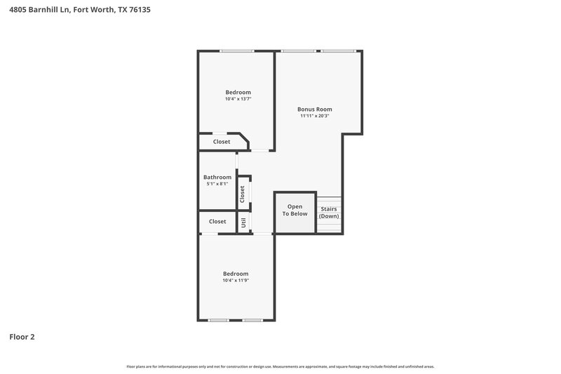 2,100/Mo, 4805 Barnhill Ln Fort Worth, TX 76135 Floor Plan View 2