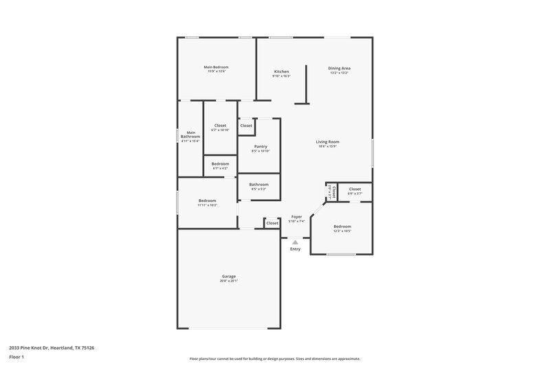 2,030/Mo, 2033 Pine Knot Dr Heartland, TX 75126 Floor Plan View