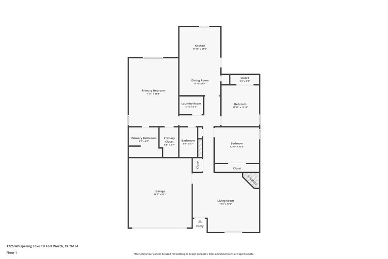 1,875/Mo, 1725 Whispering Cove Trl Fort Worth, TX 76134 Floor Plan View