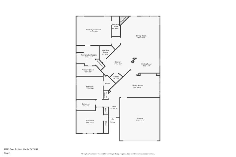 2,070/Mo, 11009 Deer Trl Fort Worth, TX 76140 Floor Plan View