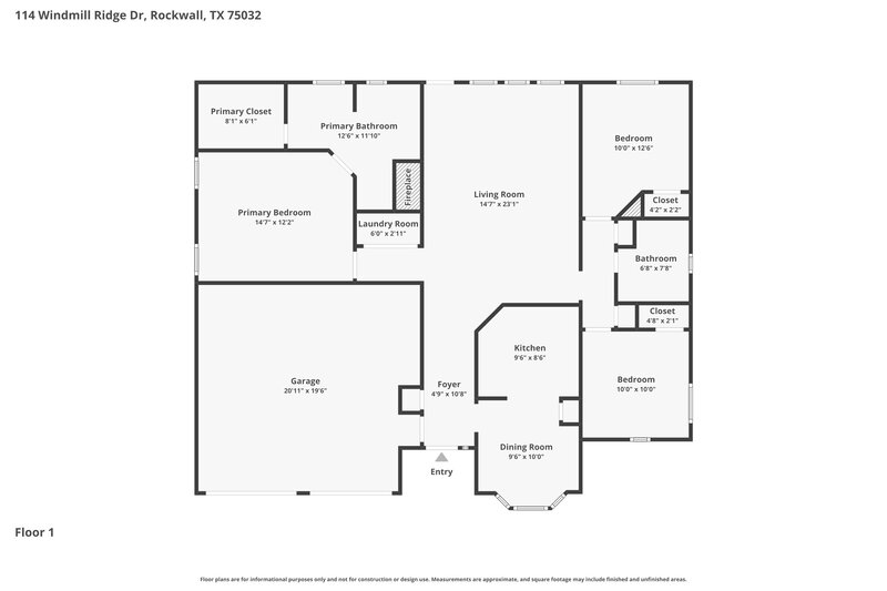 2,020/Mo, 114 Windmill Ridge Dr Rockwall, TX 75032 Floor Plan View
