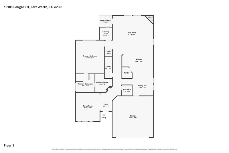 2,380/Mo, 10105 Cougar Trl Fort Worth, TX 76108 Floorplan View