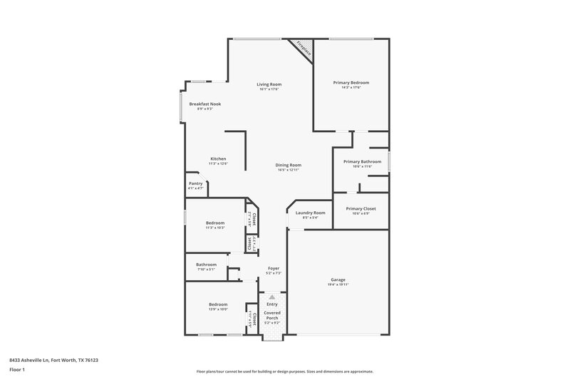 1,835/Mo, 8433 Asheville Ln Fort Worth, TX 76123 Floor Plan View