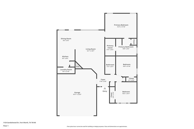 1,775/Mo, 1124 Sandalwood Dr Fort Worth, TX 76140 Floor Plan View